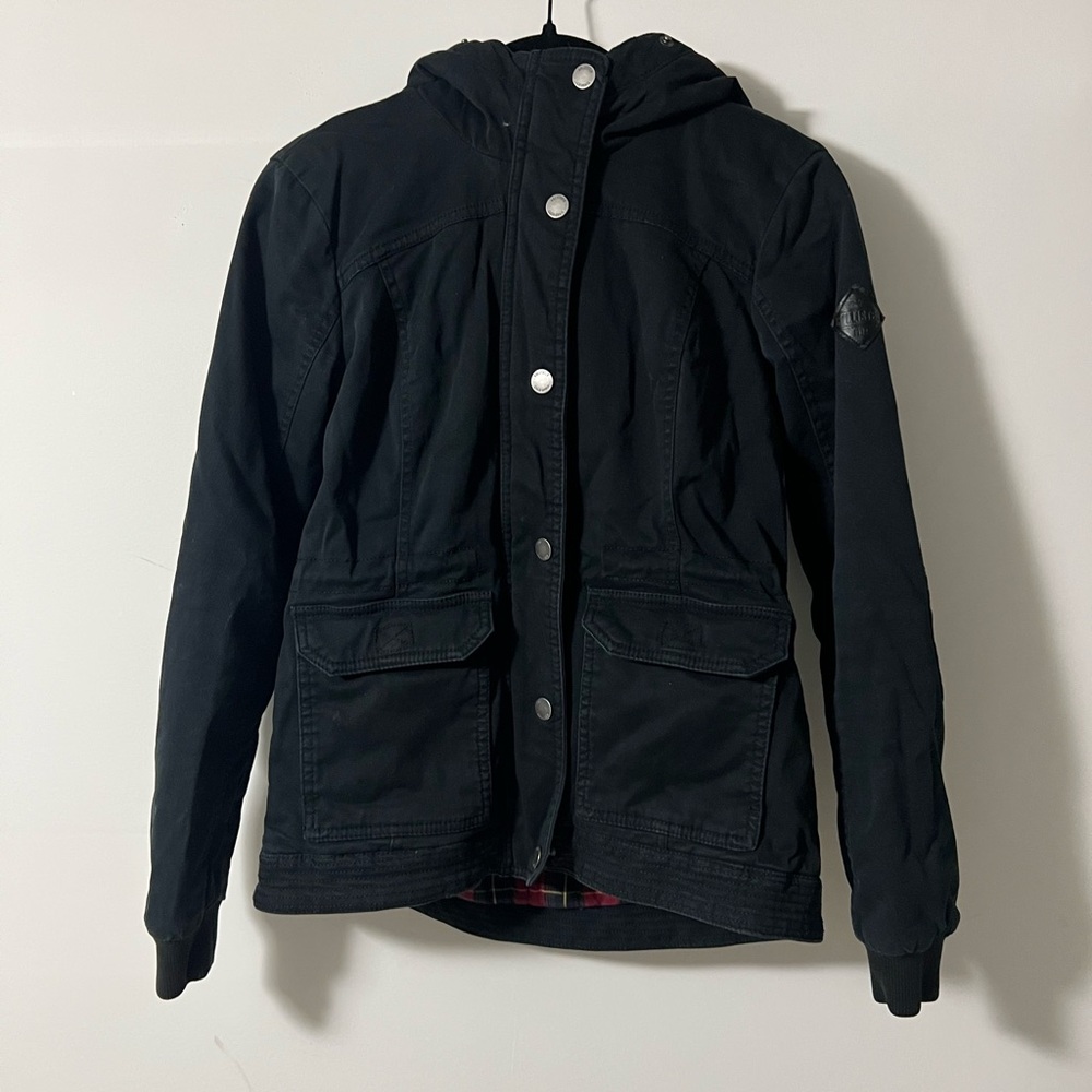 Hollister dark navy Jacket with Logo Patch